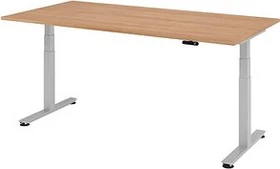 Hammerbacher Ergonomic Aktiv XDSM2E/N/S elektrisch höhenverstellbarer Sitz-Steh-Schreibtisch 200x100cm Nussbaum/silber