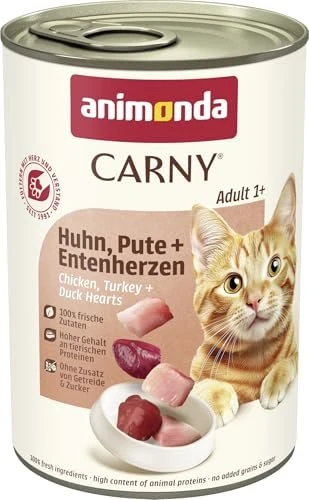 animonda Carny Adult Huhn, Pute und Entenherzen, 2.40kg (6x 400g)