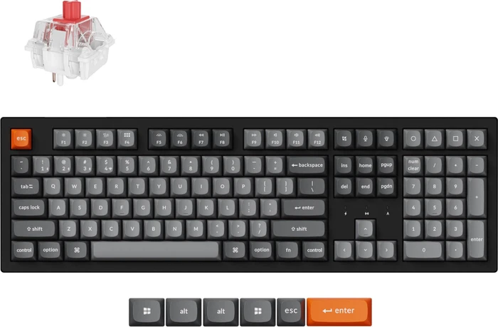 Keychron K10 Max, schwarz/grau, LEDs RGB, Keychron Super RED, USB/Bluetooth, US
