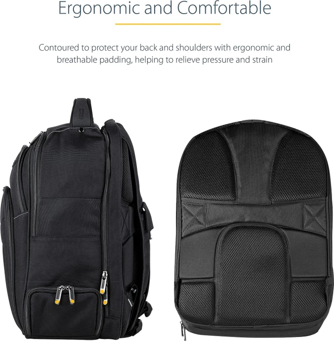 StarTech 15.6" Laptop Rucksack mit abnehmbarer Zubehörtasche, schwarz