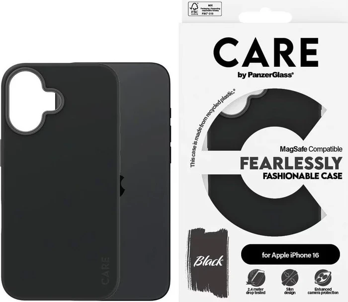 PanzerGlass Care Fashionable Case MagSafe für Apple iPhone 16 schwarz