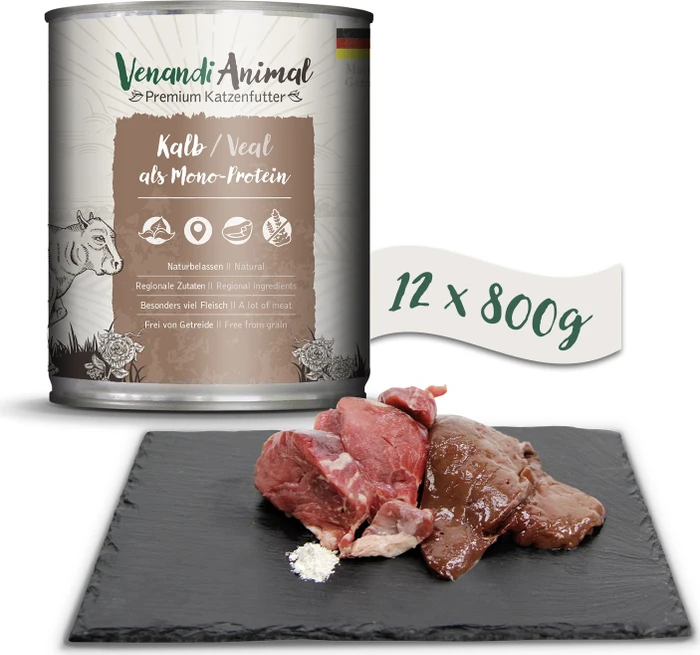 Venandi Animal Kalb als Monoprotein, 9.60kg (12x 800g)