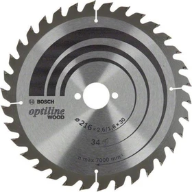 Bosch Professional Optiline Wood Kreissägeblatt 34Z, 216x1.6x30mm, 1 Stück