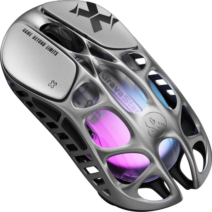 GravaStar Mercury X Wireless Gaming Mouse, Interstellar Silver, USB/Bluetooth