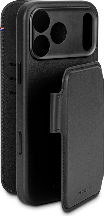 Decoded Leather Detachable Wallet Case für Apple iPhone 17 Pro schwarz