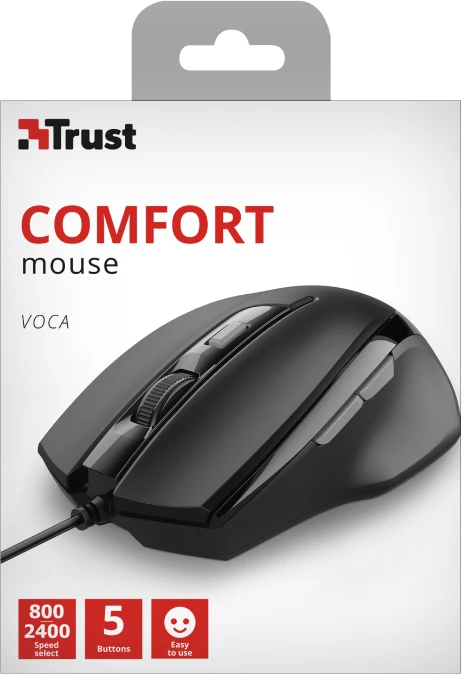 Trust Voca Comfort Mouse schwarz, USB