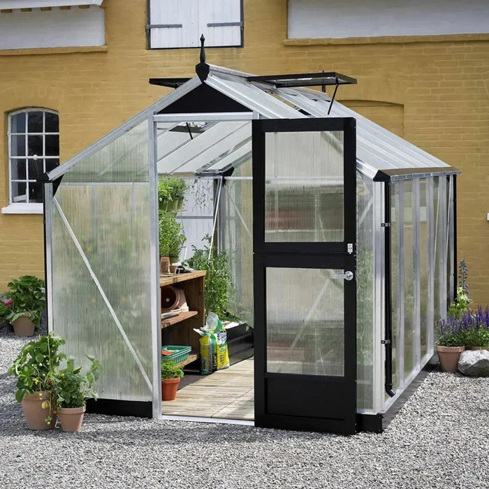 Juliana Compact 6.6m² 10mm Polycarbonat Gewächshaus blank/schwarz