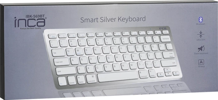 Inca IBK-569BT Smart Silver Keyboard, silber, Bluetooth, TR