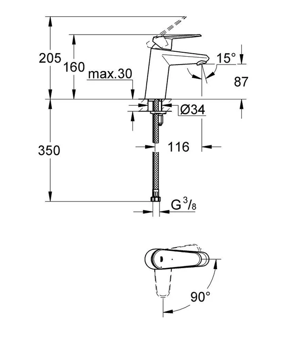 Grohe Eurodisc Cosmopolitan Einhand-Waschbeckenarmatur 1/2" S-Size SilkMove ES chrom