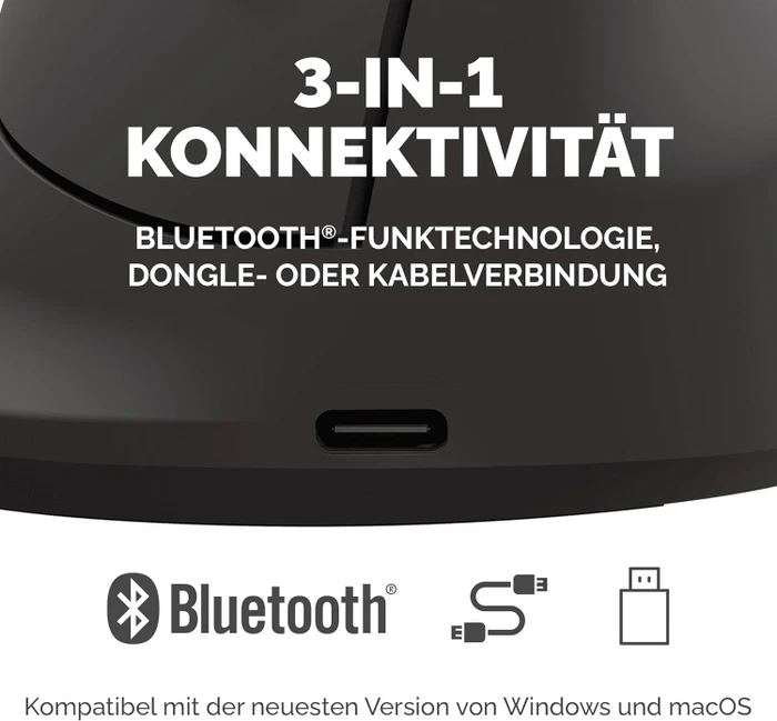 Fellowes Breyta Plus Vertical Mouse, medium, schwarz, USB/Bluetooth