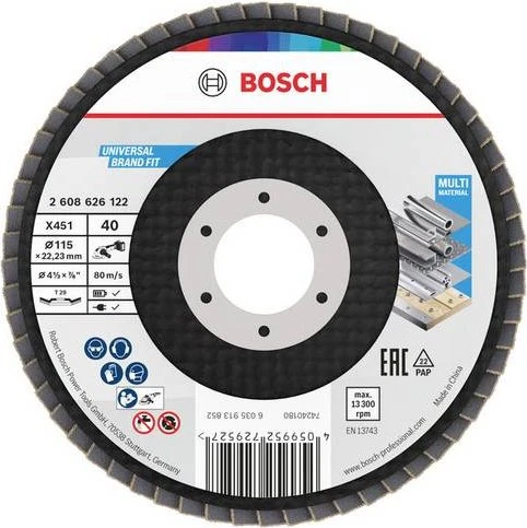 Bosch Professional X451 Fächerschleifscheibe T29 K40, 115x22.23mm, 1 Stück