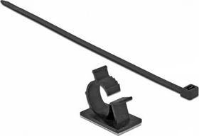 DeLOCK Kabelklemme 41x25mm, mit Kabelbinder, 7.2mm, 250mm, schwarz, 10 Stück