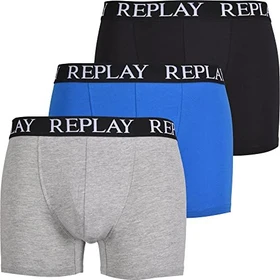 Replay Basic 3er Boxer Briefs black/grey melange/turquoise (Herren)
