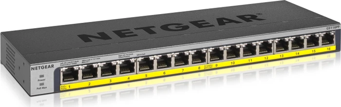 Netgear ProSAFE GS116 Desktop Gigabit Switch, 16x RJ-45, 76W PoE+