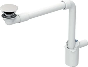 Geberit Waschbeckenablauf Raumsparmodell, schmale Ausführung, mit freiem Auslauf und Ventilabdeckung, Abgang horizontal, für Geberit ONE Waschtisch Abgang vertikal, 32mm