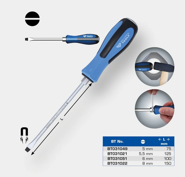 Brilliant Tools Schlitz Schraubendreher mit Schlagkappe