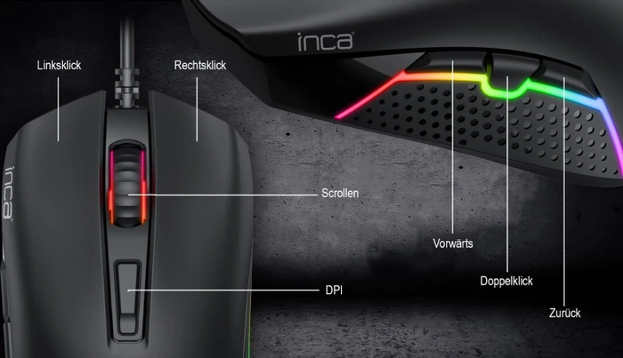 Inca IMG-GT14 RGB Gaming Mouse, USB