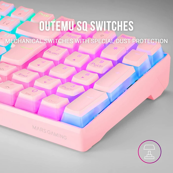 Mars Gaming MKULTRA, rosa, LEDs RGB, Gaote Outemu SQ BLUE, USB, ES/US