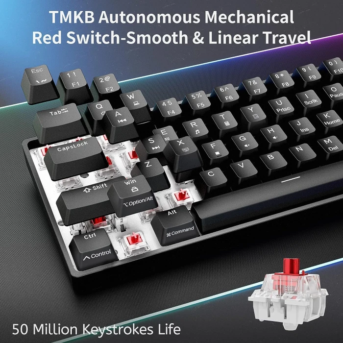 Dierya DK61SE, schwarz, LEDs grün, RED Switches, USB, US