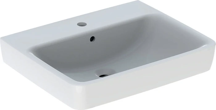Geberit Renova Plan Aufsatzwaschtisch 60cm, Hahnloch mittig, mit Überlauf, weiß/KeraTect
