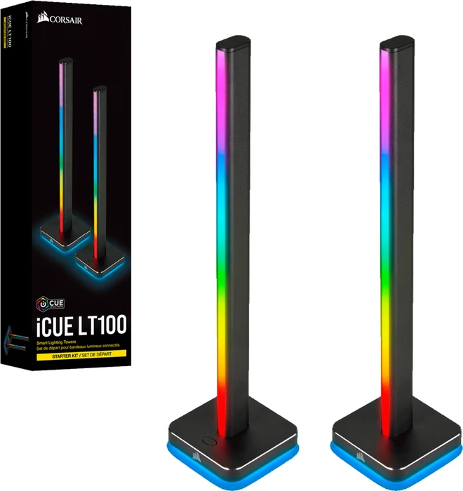Corsair iCUE LT100 Smart Lighting Towers Starter Kit, RGB-Beleuchtungsset, 2er-Pack, schwarz