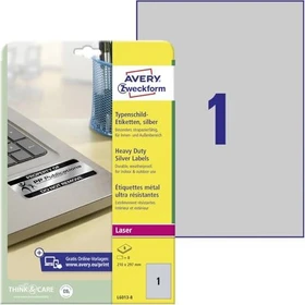 Avery-Zweckform Typenschildetiketten, A4, wetterfest, silber, matt, 8 Blatt (8 Etiketten)