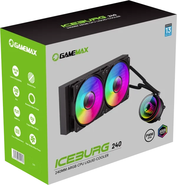 GameMax IceBurg 240mm Infinity, schwarz