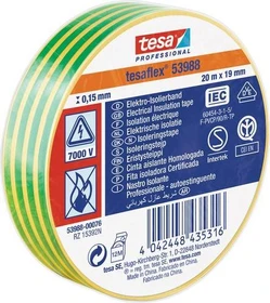 tesa Professional 53988 Soft PVC Isolierband gelb, 19mm/20m, 1 Stück
