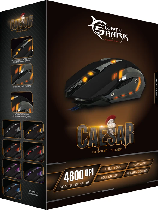 White Shark Caesar Gaming Mouse schwarz, USB
