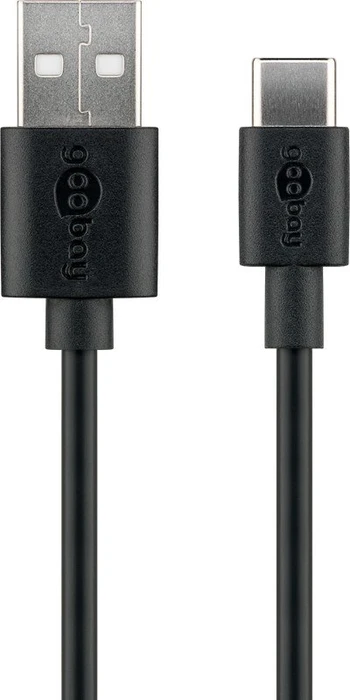 goobay USB Kabel, USB 2.0, 480Mb/s, USB-C 2.0 [Stecker] auf USB-A 2.0 [Stecker], 15W, schwarz, 10cm