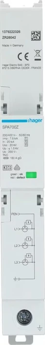 Hager Kombiableiter T1+T2+T3 3P Iimp 7,5kA TNC