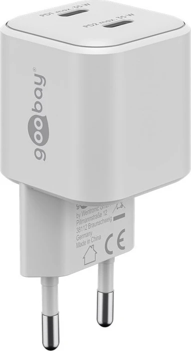 Wentronic Goobay USB-C PD GaN Dual-Schnellladegerät Nano 35W weiß