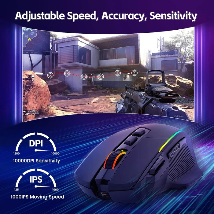 RisoPhy Wireless Gaming Mouse, schwarz, USB/Bluetooth