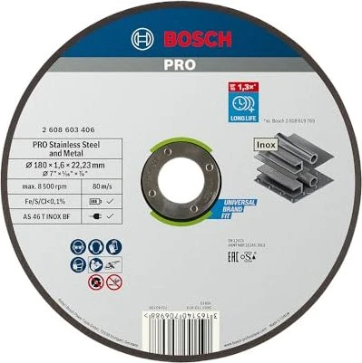 Bosch Professional AS46TBF Expert for Inox Trennscheibe, 180x1.6x22.23mm, 1 Stück
