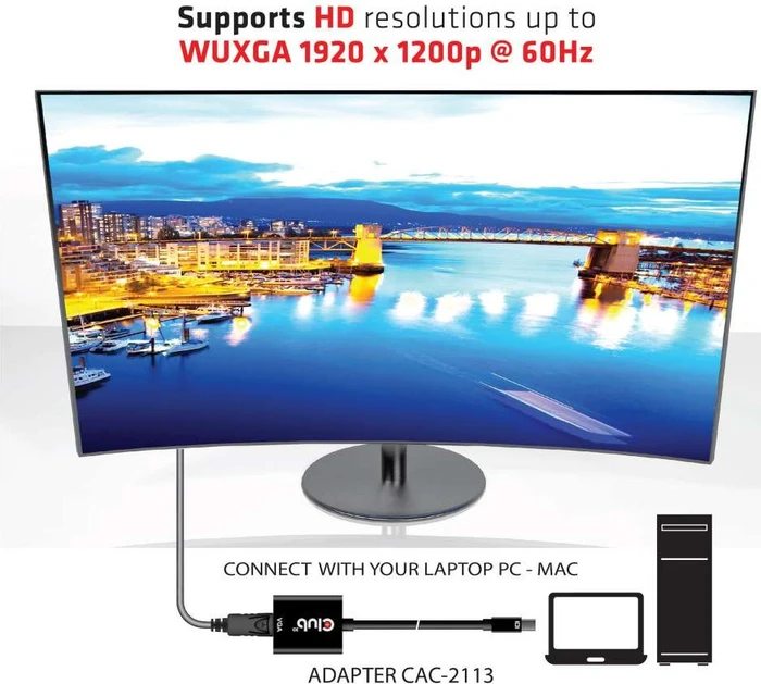 Club 3D Mini DisplayPort 1.1a [Stecker] auf VGA [Buchse] Adapterkabel, 22cm