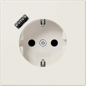 Jung SCHUKO-Steckdose mit USB-Ladegerät Safety+, weiß
