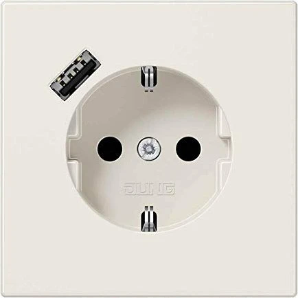 Jung SCHUKO-Steckdose mit USB-Ladegerät Safety+, weiß