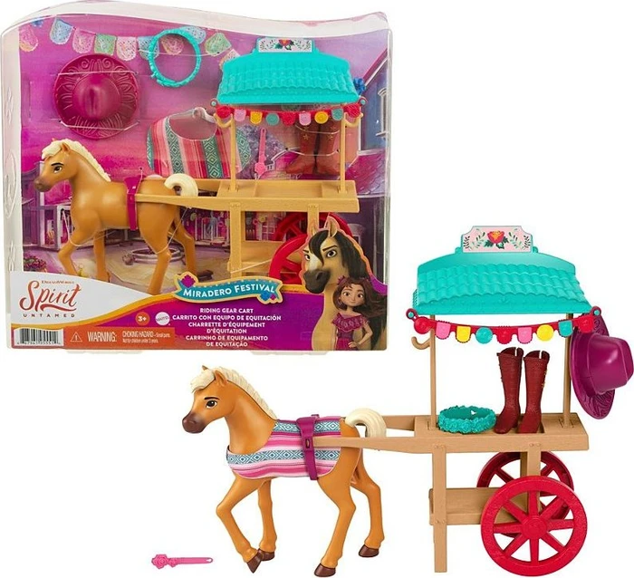 Mattel Spirit Untamed - Festival Karren mit Reitausrüstung & Pony
