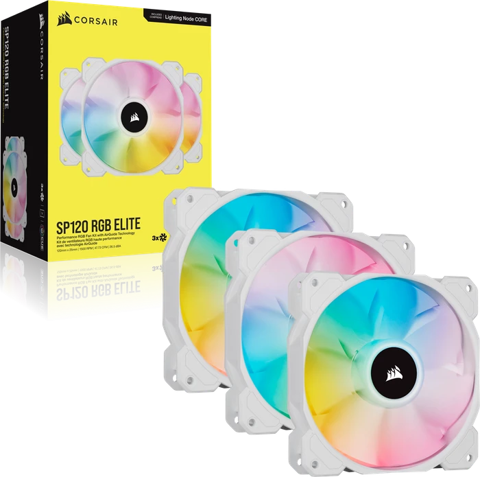 Corsair SP Series iCUE SP120 RGB Elite Triple Fan Kit, weiß, LED-Steuerung, 120mm, 3er-Pack