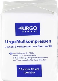 Urgo Mullkompressen unsteril 8-fach, 10 x 10cm, 100 Stück