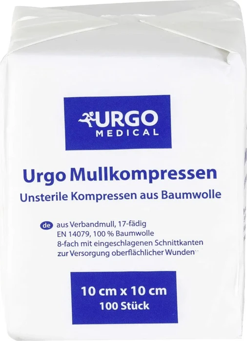 Urgo Mullkompressen unsteril 8-fach, 10 x 10cm, 100 Stück
