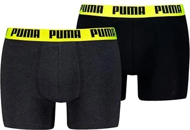 Puma Comfort Stretch 2er Boxer Briefs dark grey melange/yellow (Herren)