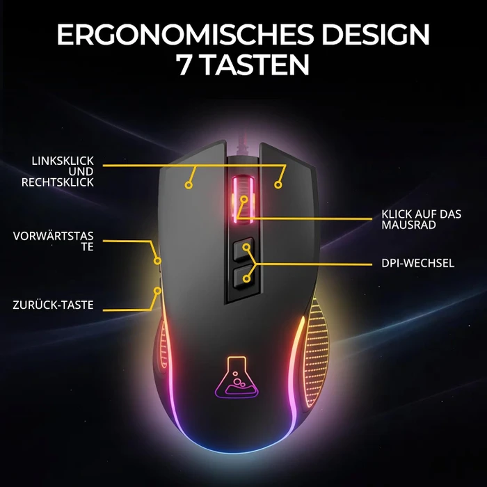 The G-Lab Kult Thorium Gaming Mouse, schwarz, USB