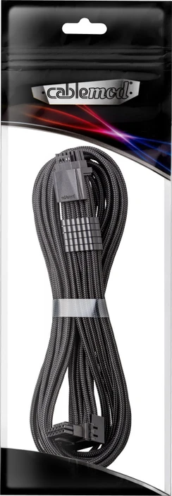 CableMod Universal Pro ModMesh, 12V-2x6 Kabel, StealthSense, natives 12V-2x6 Kabel, 1x 16-Pin PCIe 5.1 Stecker auf 16-Pin PCIe 5.1 Stecker, 90°, Variante A, schwarz, 60cm