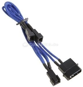 BitFenix Molex auf 3-Pin Adapter, sleeved, 20cm, blau