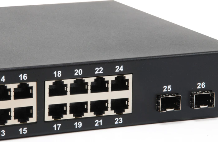LevelOne GEP Rackmount Gigabit Switch, 24x RJ-45, 2x SFP, 150W PoE+