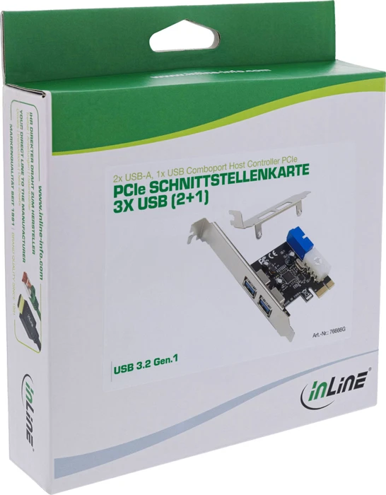InLine Schnittstellenkarte, 2x USB-A 3.0, 1x USB 3.0 Header, PCIe 2.0 x1