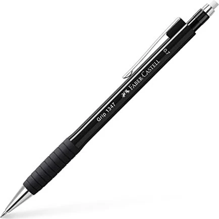 Faber-Castell Grip 1347 Druckbleistift 0.7mm graphit, schwarz, Radierer