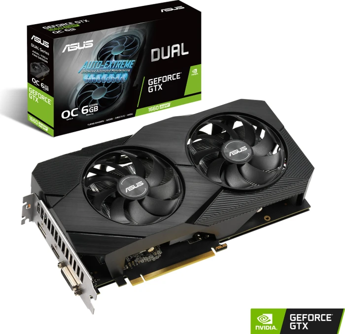 ASUS Dual GeForce GTX 1660 SUPER OC EVO, DUAL-GTX1660S-O6G-EVO, 6GB GDDR6, DVI, HDMI, DP