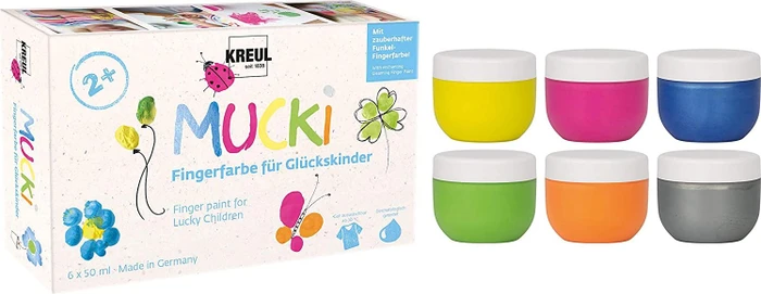 Kreul Mucki Fingerfarbe für Glückskinder, 6 Farben, 50ml
